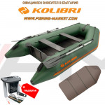 KOLIBRI - Надуваема моторна лодка с твърдо дъно KM-300 Book Deck Standard - зелена